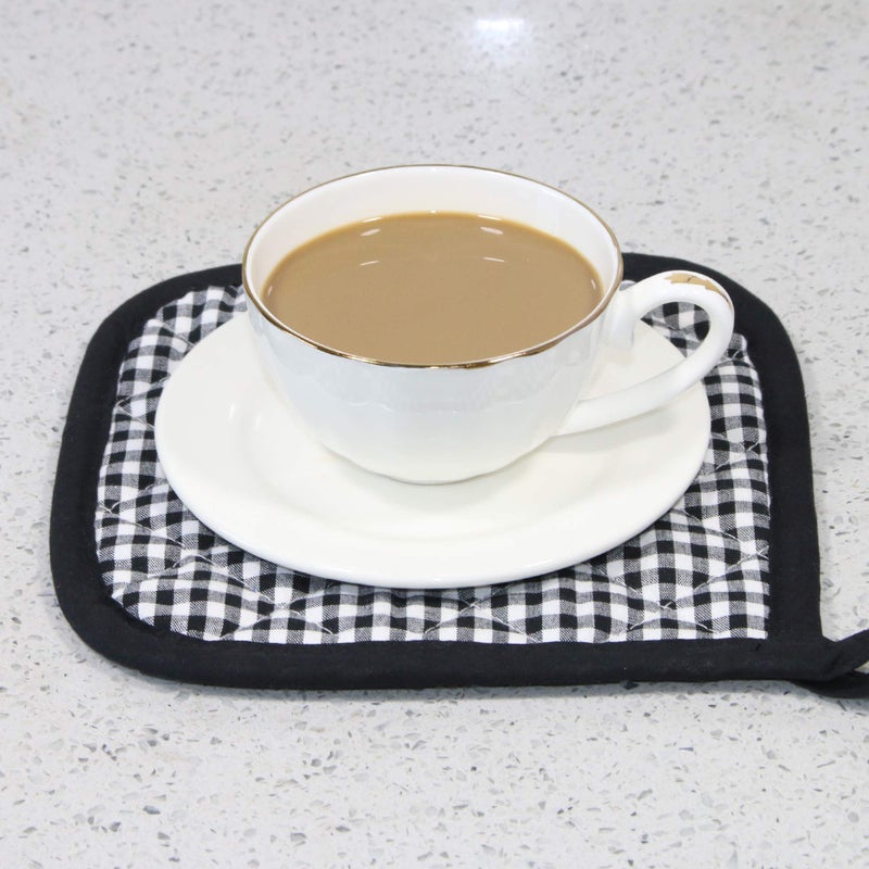 Bestjoy 5 PCS Pot Holders for Kitchen, Cotton Potholers with Great Heat Resistance, Hot Pads, Trivets for Cooking and Baking Black - Image 3